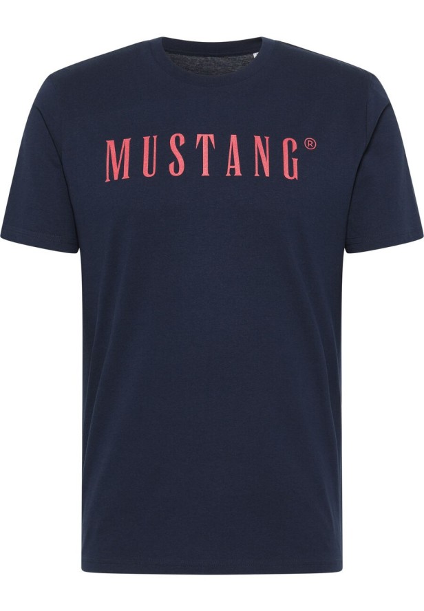 MUSTANG Style Alex C LOGO Tee MĘSKI T-SHIRT KOSZULKA NADRUK LOGO BLUE NIGHTS 1013221 4085
