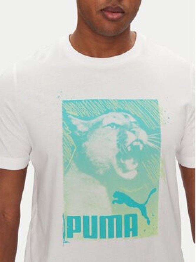 Puma T-Shirt Graphics Photoprint 684836 Biały Regular Fit