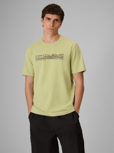 4F T-shirt regular z nadrukiem męski - zielony S