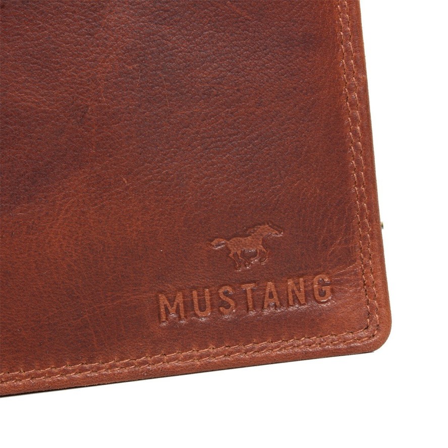 MUSTANG UDINE WALLET MĘSKI SKÓRZANY PORTFEL PREMIUM POJEMNY NA KARTY SKÓRA COGNAC 06.101831
