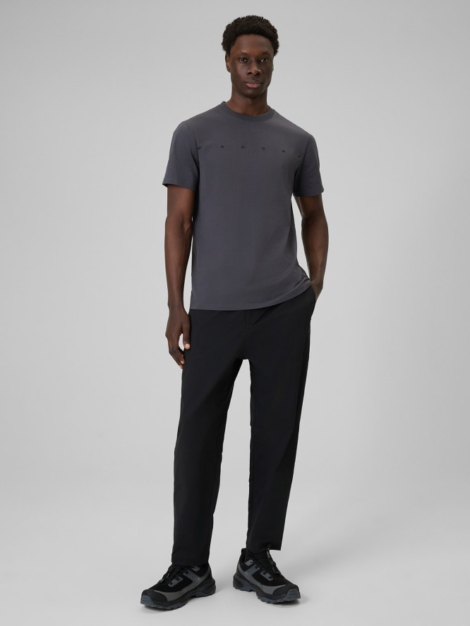 4F T-shirt regular z nadrukiem męski - szary XXL