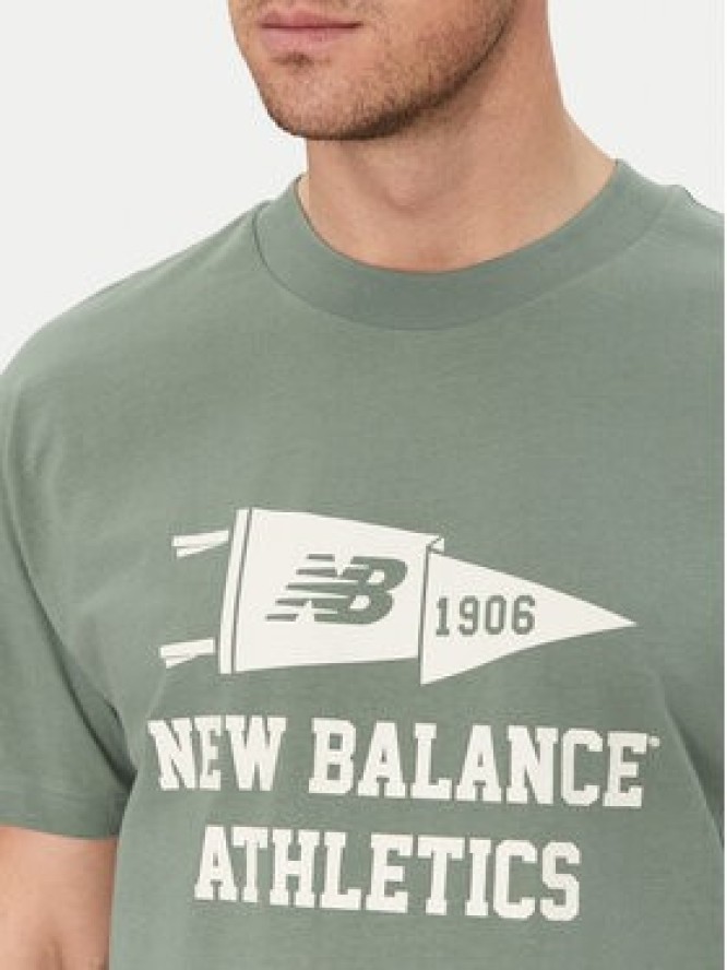 New Balance T-Shirt MT51924 Zielony Relaxed Fit