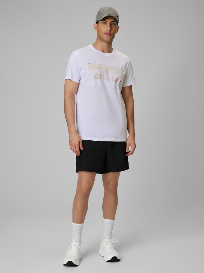 4F T-shirt reagular z nadrukiem męski - biały S