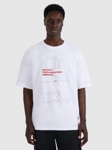 4F T-shirt oversize z nadrukiem męski - biały M