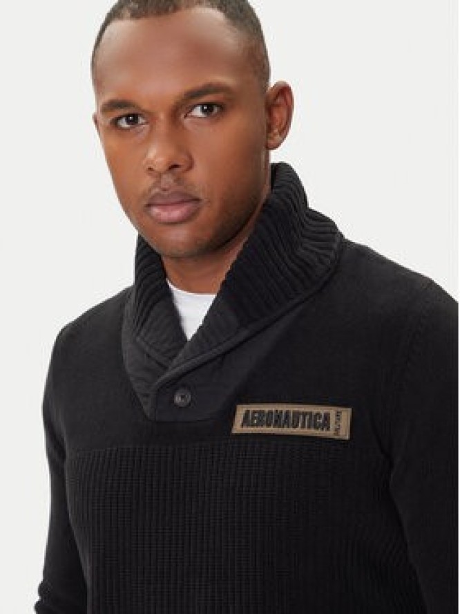 Aeronautica Militare Sweter 252MA1574UL00539 Czarny Regular Fit