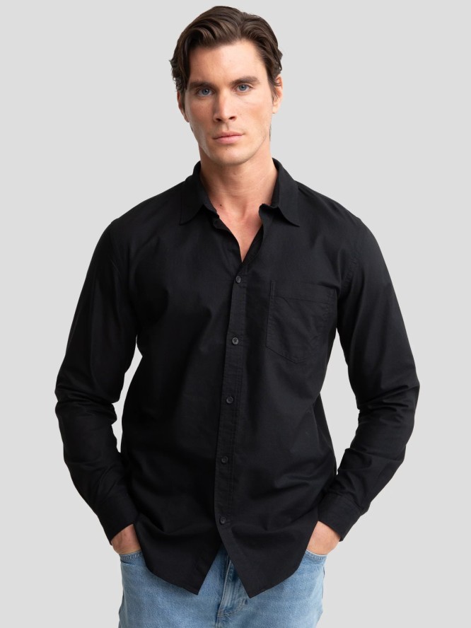 Koszula męska z tkaniny typu oxford czarna Trixi 906