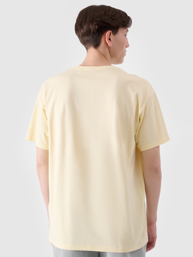 4F T-shirt oversize z nadrukiem męski - żółty M