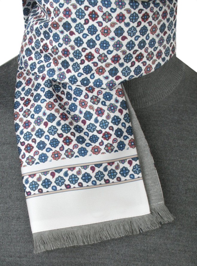 Elegancki Szalik Wełniano-Jedwabny - His Story - Drobny Wzór