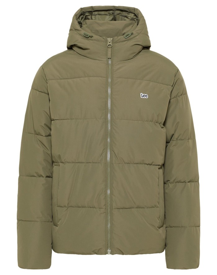 LEE PUFFER JACKET MĘSKA KURTKA ZIMOWA Z KAPTUREM CIEPŁA OLIVE GROVE L87NNYA61