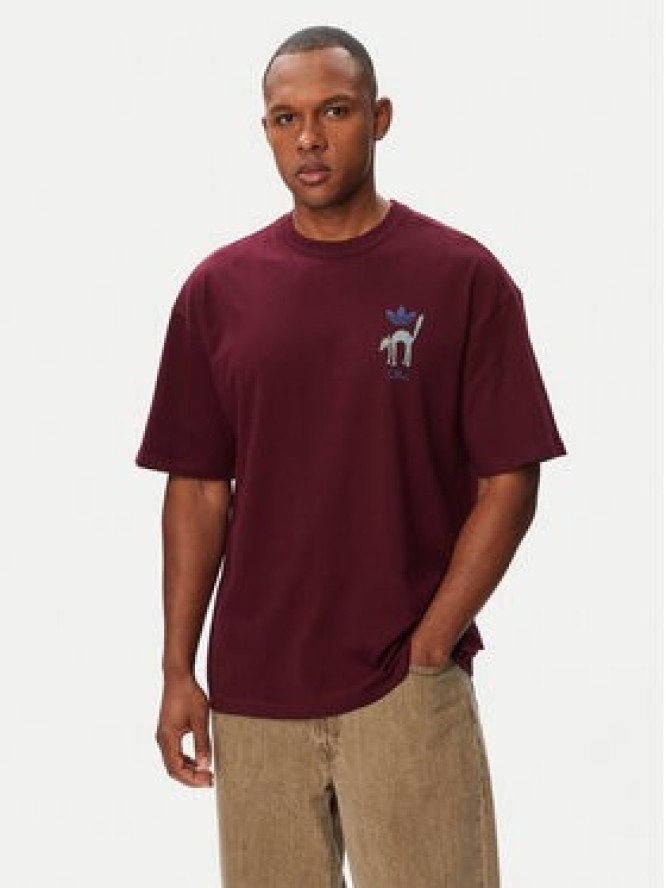 adidas T-Shirt Snowball Graphic LG5065 Bordowy Oversize