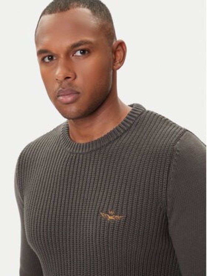 Aeronautica Militare Sweter 252MA1571UL00409 Szary Slim Fit