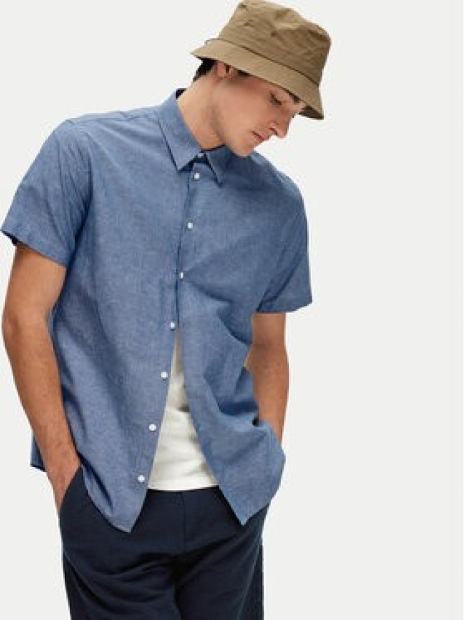Selected Homme Koszula New Linen 16079053 Niebieski Regular Fit