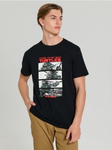 Koszulka z nadrukiem Teenage Mutant Ninja Turtles - czarny