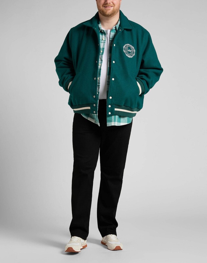 LEE VARSITY JACKET MĘSKA KURTKA PRZEJŚCIOWA LOGO NADRUK ESMERALDA L87TDB96 112321558