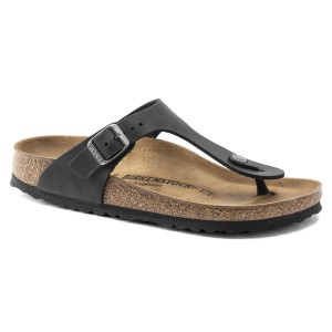Unisex japonki Birkenstock Gizeh Oiled Leather czarne regular 0845251