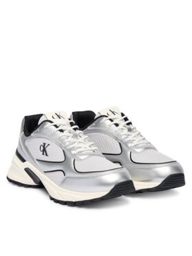 Calvin Klein Sneakersy Hike Runner Laceup Mesh Mix Met YM0YM01402 Srebrny