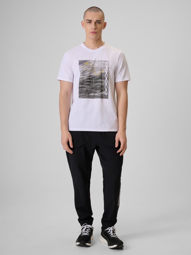 4F T-shirt regular z nadrukiem męski - biały XXL