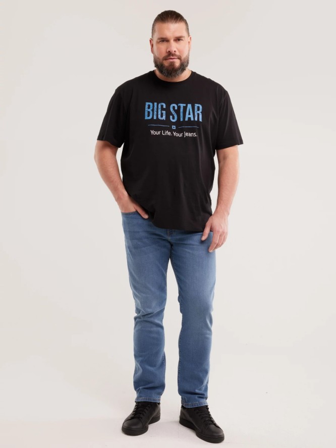 Jeansy męskie dopasowane z przetarciami niebieskie Tobias 367