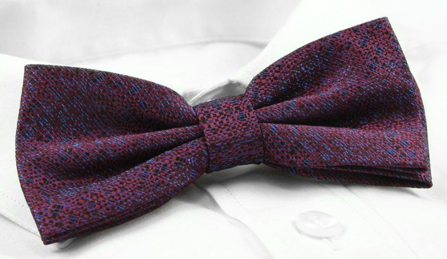 Męska Mucha z Poszetką Alties - Bordowy Melanż