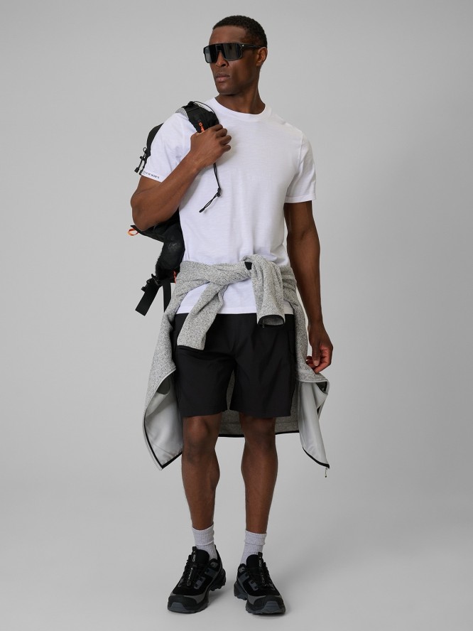 4F T-shirt regular gładki męski - biały S