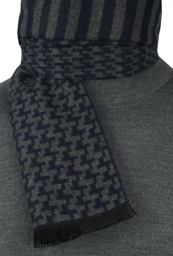 Męski Szalik Alties - Granat z Popielem