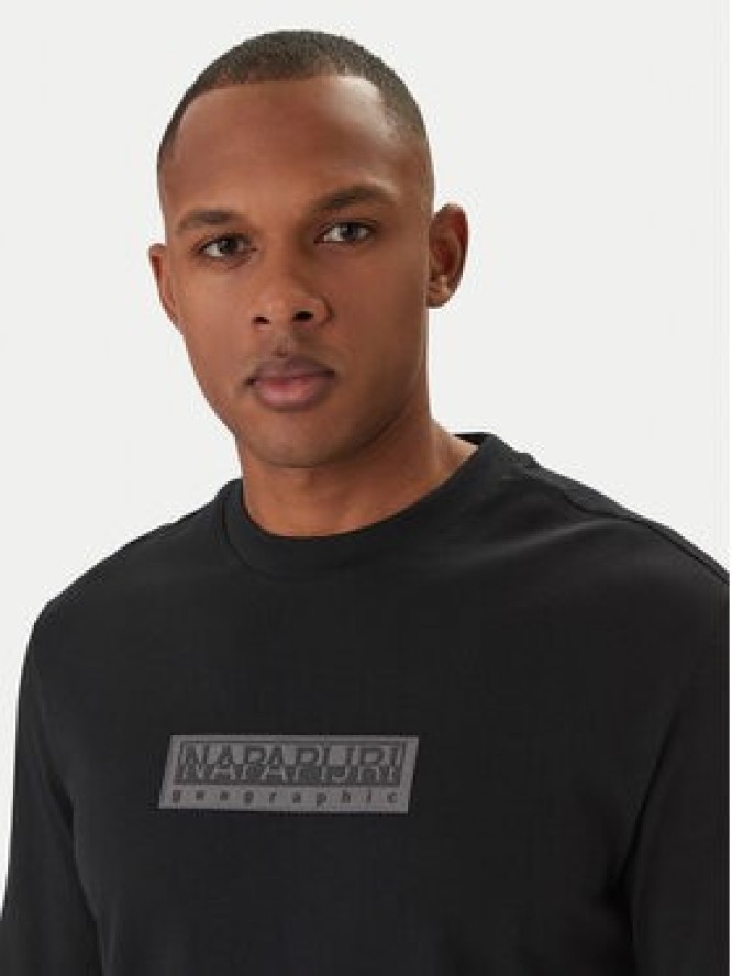 Napapijri Longsleeve S-Box Logo NP0A8BC5 Czarny Regular Fit