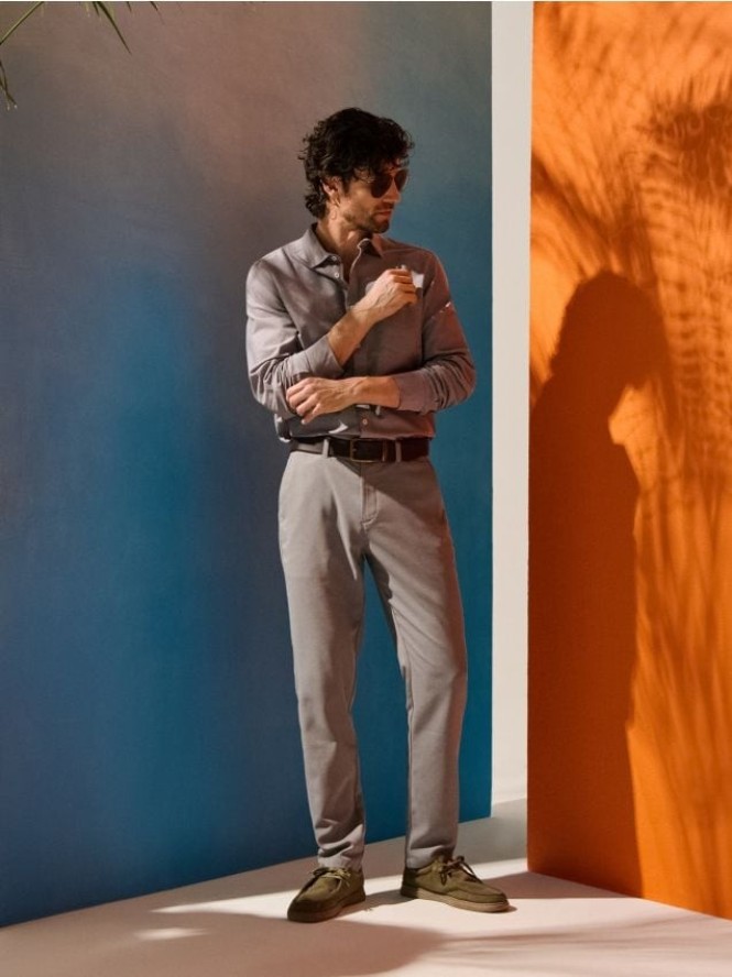 Eleganckie spodnie chino slim - szary
