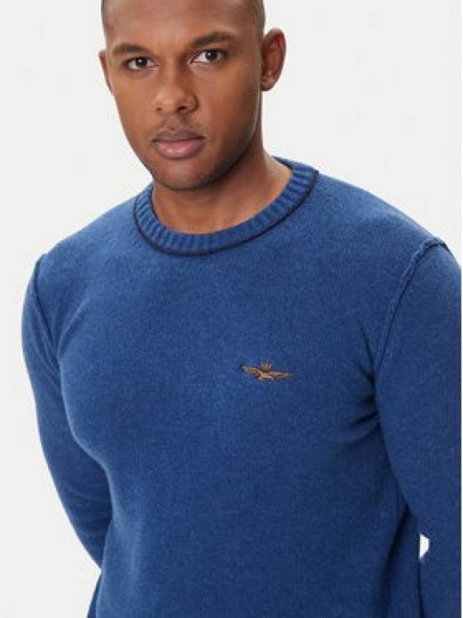 Aeronautica Militare Sweter 252MA1608UL00924 Niebieski Regular Fit