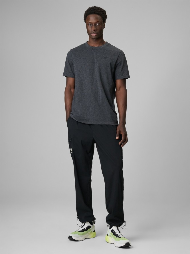 4F T-shirt regular gładki męski - szary XL