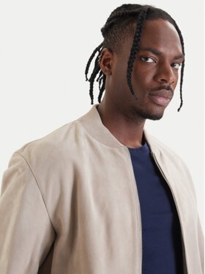 BOSS Kurtka skórzana H-Muller 50543213 Beżowy Regular Fit