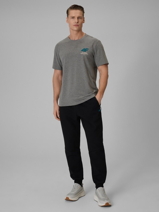 4F T-shirt regular gładki męski - szary S