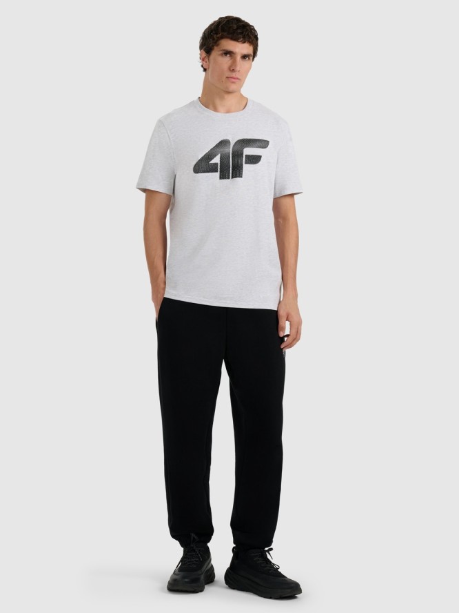 4F T-shirt regular z nadrukiem męski - szary XXL