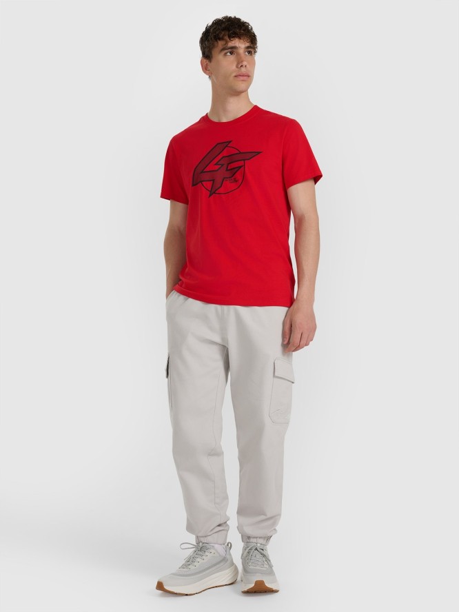 4F T-shirt regular z nadrukiem męski - czerwony M