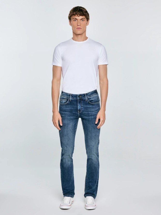 Jeansy męskie dopasowane granatowe Terry 502