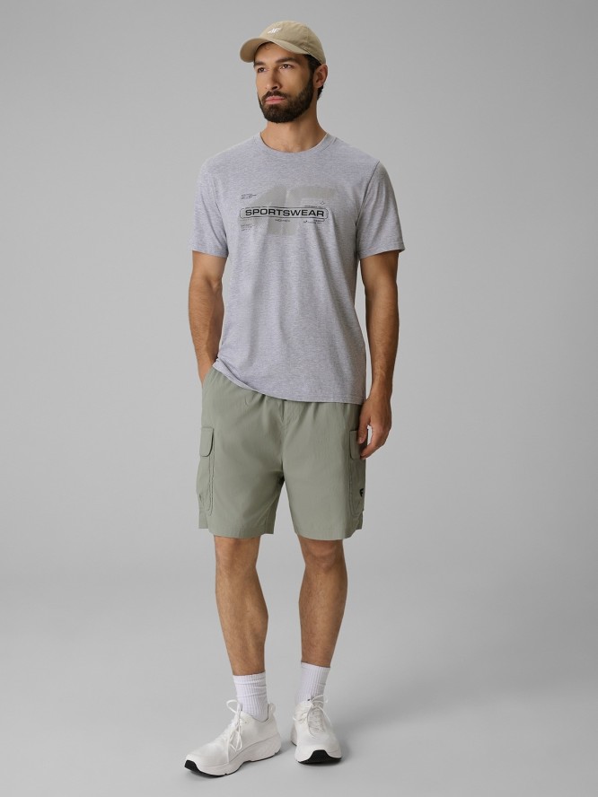 4F T-shirt regular z nadrukiem męski - szary M