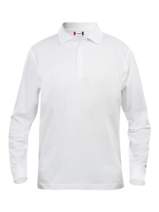 clique Classic Lincoln L/S Koszulka polo z długim rękawem biała – white