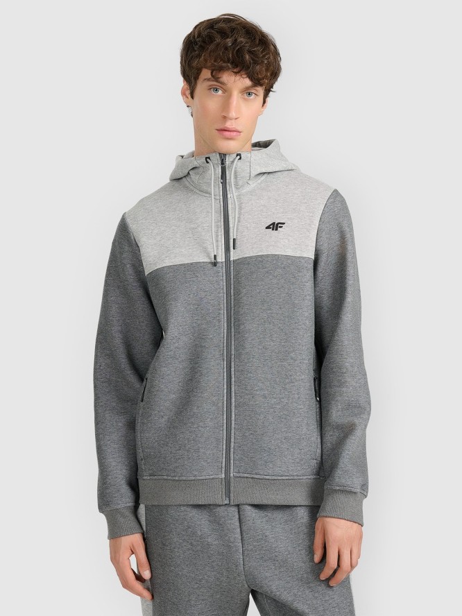 4F Bluza dresowa rozpinana z kapturem męska - szara M