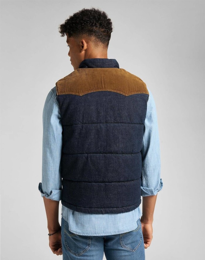LEE PADDED VEST MĘSKA KAMIZELKA JEANSOWA PUCHOWA RINSE L89VPL36 112141030