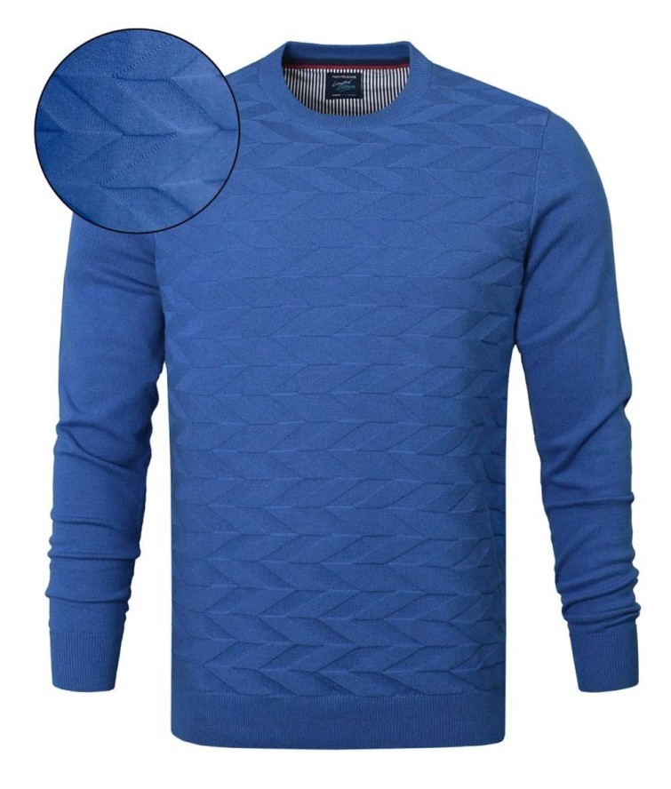 Bawełniany Sweter Pako Jeans - Okrągły Dekolt - Niebieski