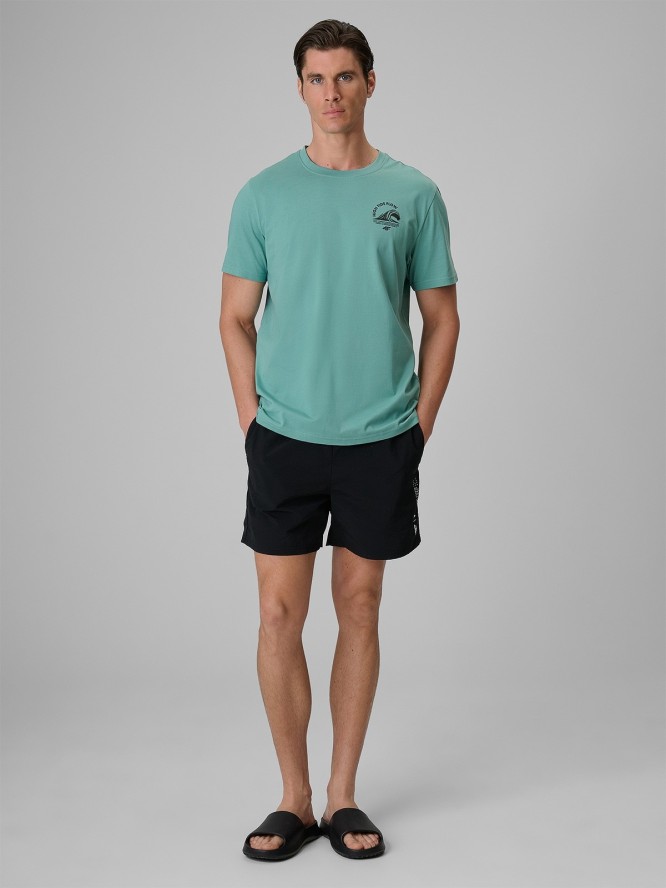 4F T-shirt relaxed z nadrukiem męski - zielony XL