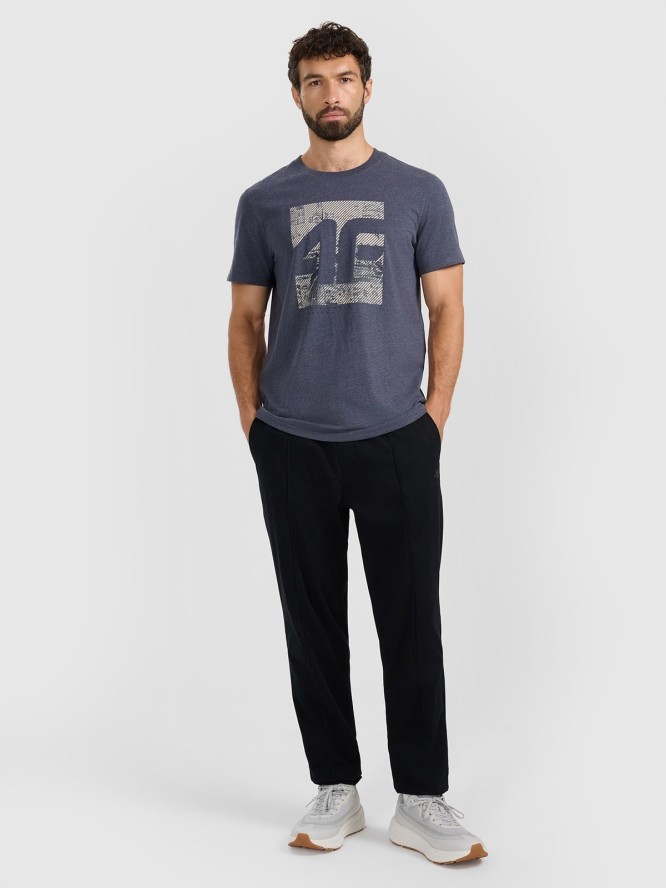 4F T-shirt regular z nadrukiem męski - szary XL