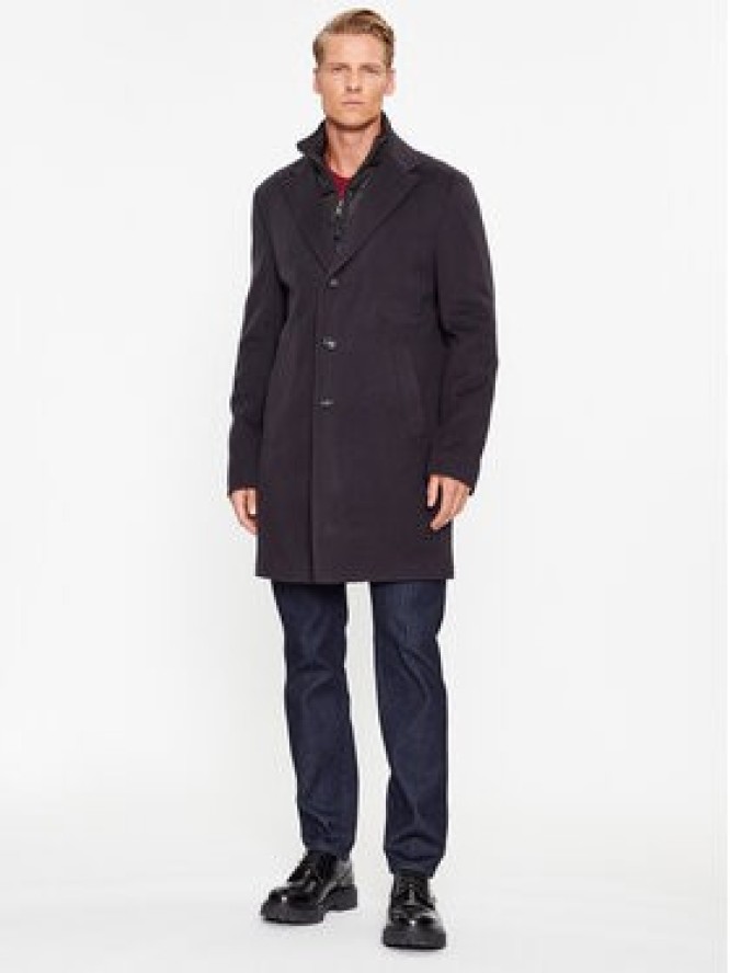 Boss Płaszcz wełniany H-Hyde-Bib-234 50502250 Granatowy Slim Fit