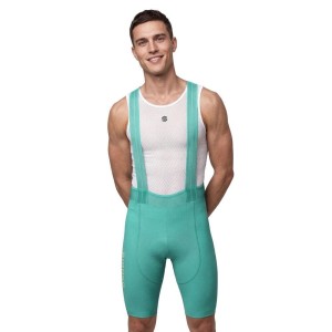 Męskie spodenki rowerowe z szelkami Siroko BX Neon Riders Green