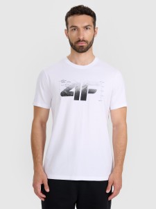 4F T-shirt regular z nadrukiem męski - biały XL