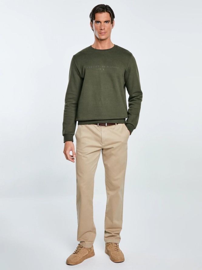 Sneakersy męskie ze skóry ekologicznej beżowe OO174578 801