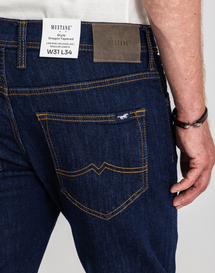 Męskie Spodnie Jeansowe Mustang Style Oregon Tapered Denim Blue 1017123 5000 901