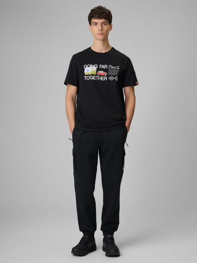 4F T-shirt regular z nadrukiem męski - czarny XL