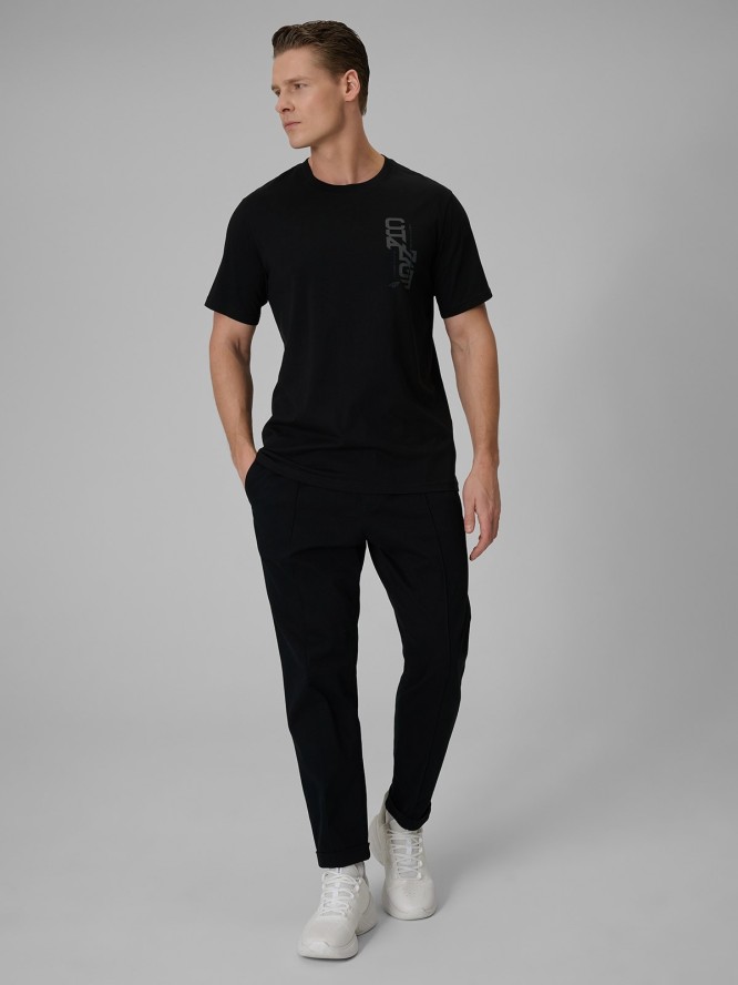 4F T-shirt regular z nadrukiem męski - czarny M