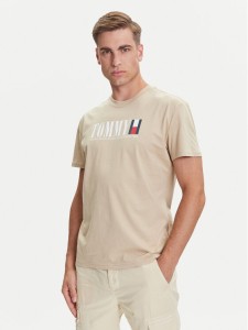 Tommy Jeans T-Shirt Dna Flag DM0DM21941 Beżowy Regular Fit