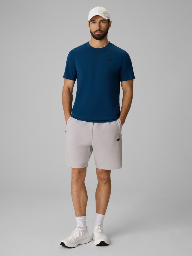 4F T-shirt regular gładki męski - granatowy XXL